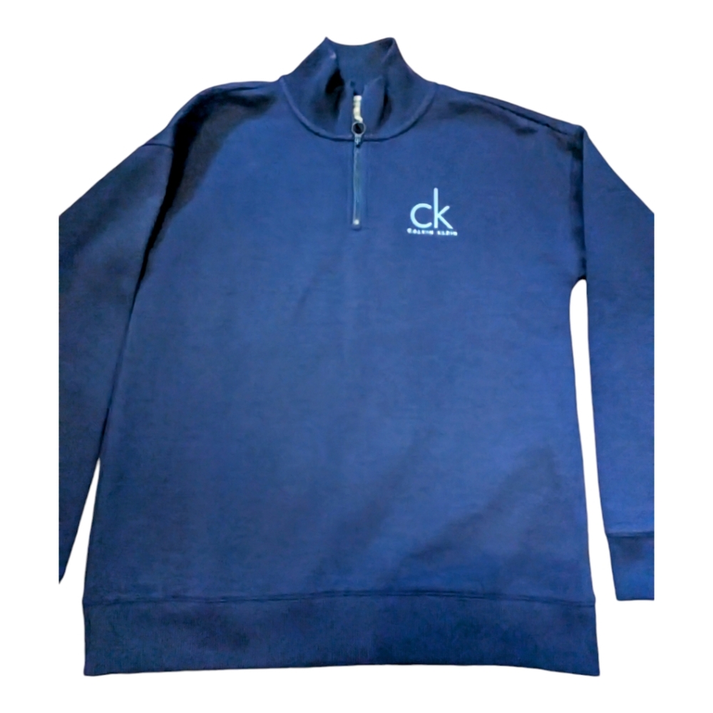 Calvin Klein Ladies sweatshirt. 1/2 zip design . Blue. SZ S (oversized) …